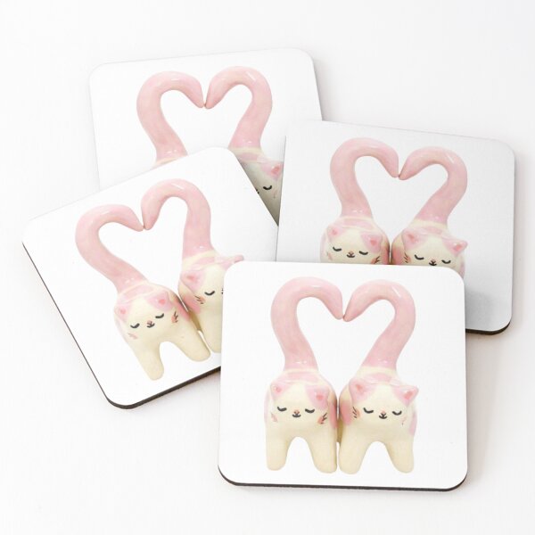Item preview, pink and white porcelain kitties sticker designed and sold by inainart.