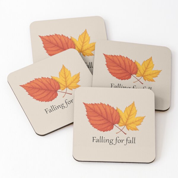 Item preview, Falling for fall – cozy autumn red & yellow leaf design-beige edition. designed and sold by designsoftinaa.