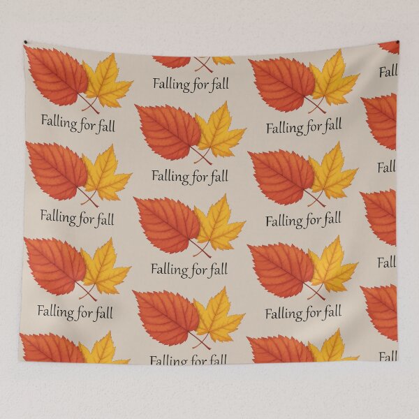 Item preview, Falling for fall – cozy autumn red & yellow leaf design-beige edition. designed and sold by designsoftinaa.