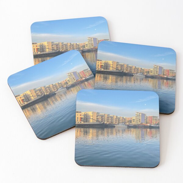 Item preview, Colourful Apartments Reflected – Bristol Harbour Blue Sky designed and sold by Avona Reflections.