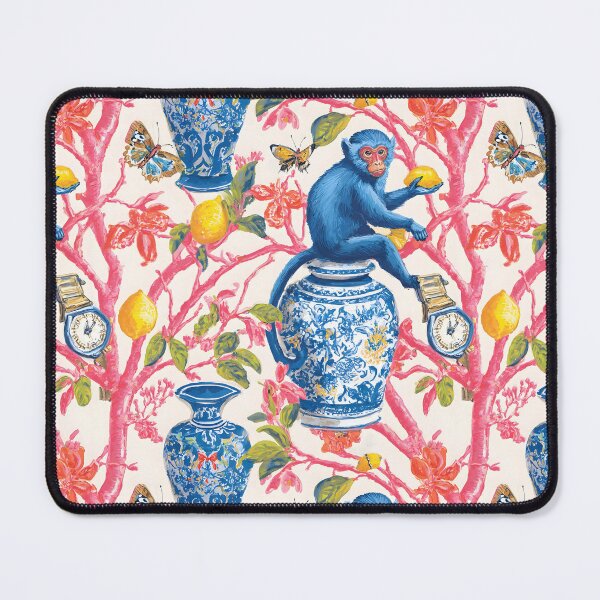 Item preview, Chinoiserie monkeys, corals, lemons and ginger jars designed and sold by SophieClimaArt.