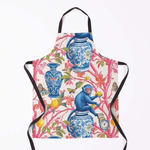 Item preview, Chinoiserie monkeys, corals, lemons and ginger jars designed and sold by SophieClimaArt.