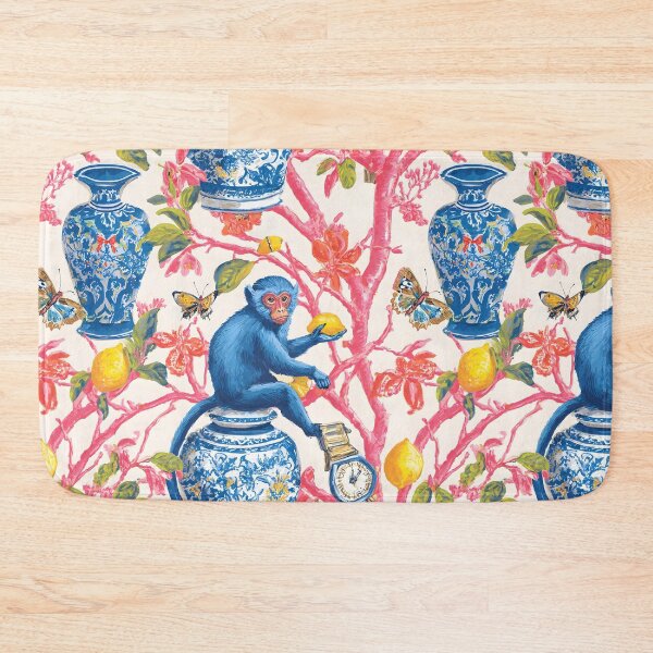 Item preview, Chinoiserie monkeys, corals, lemons and ginger jars designed and sold by SophieClimaArt.