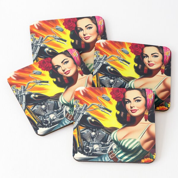 Item preview, Retro Biker Girl designed and sold by PulpVintage.
