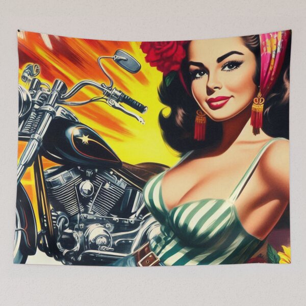 Item preview, Retro Biker Girl designed and sold by PulpVintage.