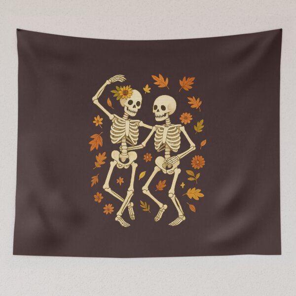 Item preview, Dancing Skeletons with Fall Flowers designed and sold by Rikaura.