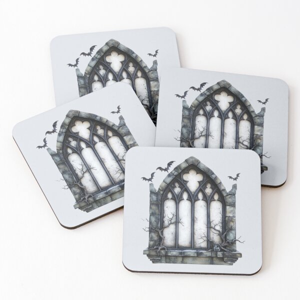 Item preview, Creepy Gothic window with bats designed and sold by FatBirdie.