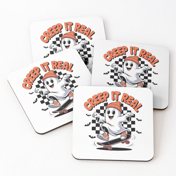 Item preview, Creep it real- sheet ghost skate boarding with bats designed and sold by cocomelon168.
