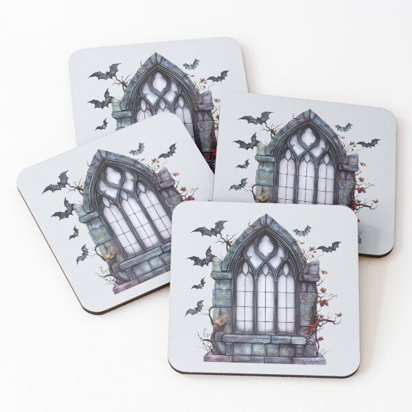 Item preview, Creepy Gothic window with bats designed and sold by FatBirdie.