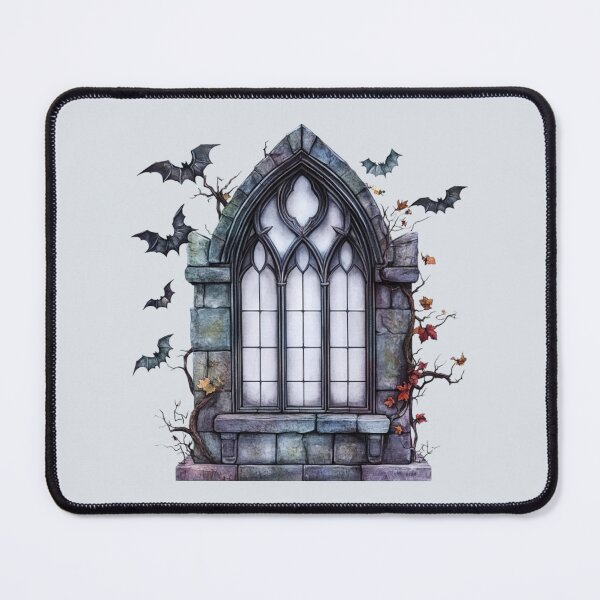 Item preview, Creepy Gothic window with bats designed and sold by FatBirdie.