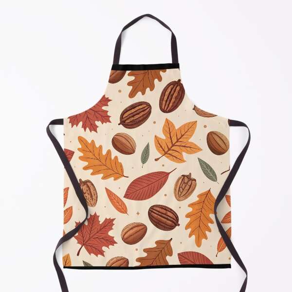 Item preview, Autumn Pecan Pattern – Repeating Nuts and Fall Leaves in Warm Brown and Orange designed and sold by VividOrganica.