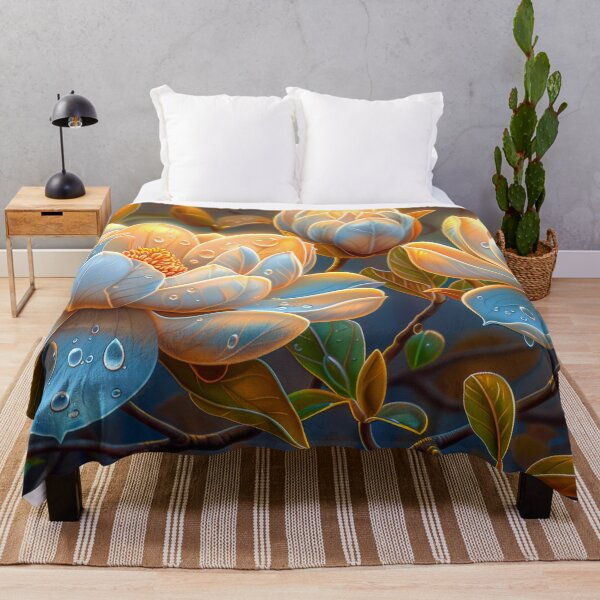 Item preview, White Magnolia Flowers – Elegant Golden Floral Art designed and sold by MargaretWiktor.