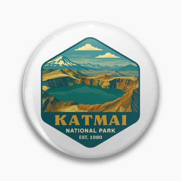 Item preview, Katmai National Park Retro Bear & Volcano Sticker designed and sold by Ismeal Von.