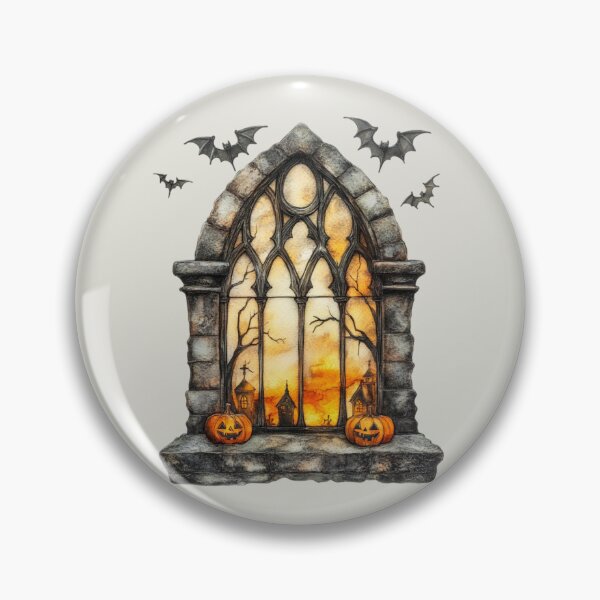 Item preview, Creepy Halloween Gothic window with bats designed and sold by FatBirdie.