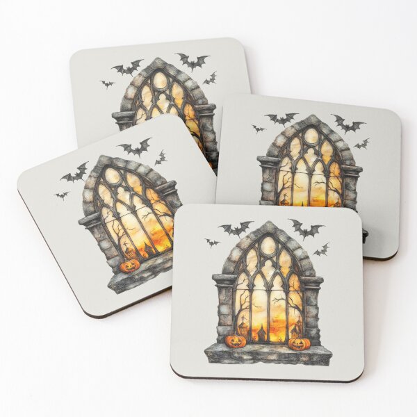 Item preview, Creepy Halloween Gothic window with bats designed and sold by FatBirdie.