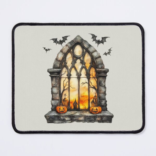 Item preview, Creepy Halloween Gothic window with bats designed and sold by FatBirdie.