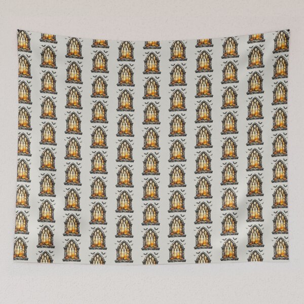 Item preview, Creepy Halloween Gothic window with bats designed and sold by FatBirdie.
