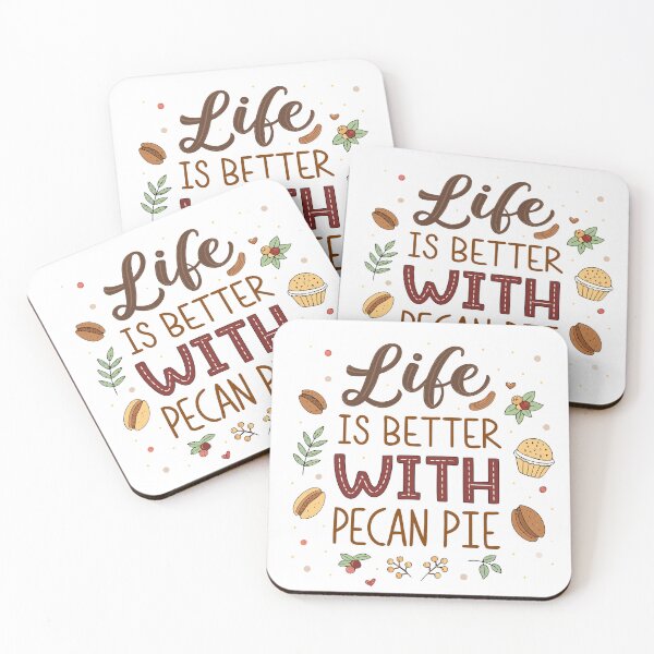 Item preview, Life Is Better With Pecan Pie – Cute Typography Design with Pecan Illustrations designed and sold by VividOrganica.