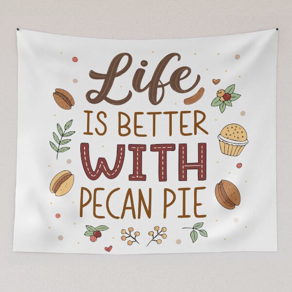 Item preview, Life Is Better With Pecan Pie – Cute Typography Design with Pecan Illustrations designed and sold by VividOrganica.