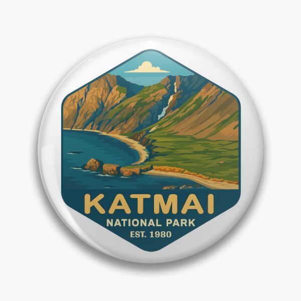 Item preview, Katmai National Park Retro Bear & Volcano Sticker designed and sold by Ismeal Von.