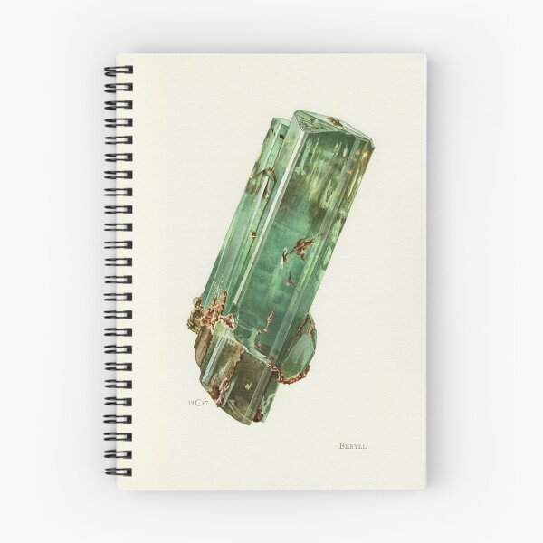 Item preview, Emerald Beryl Crystal Antique Lithograph Illustration designed and sold by LunaMothMineral.
