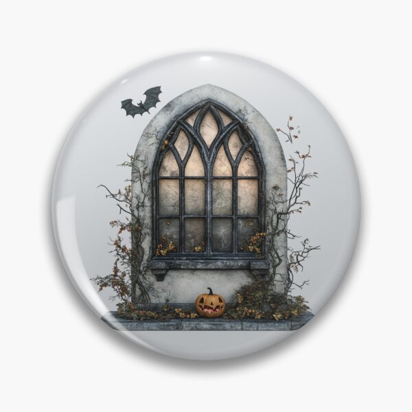 Item preview, Creepy Halloween Gothic window with bat and pumpkin  designed and sold by FatBirdie.