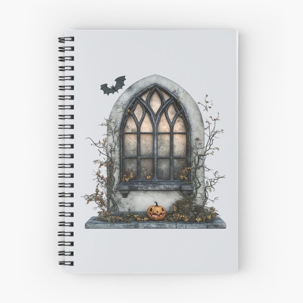 Item preview, Creepy Halloween Gothic window with bat and pumpkin  designed and sold by FatBirdie.