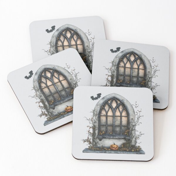 Item preview, Creepy Halloween Gothic window with bat and pumpkin  designed and sold by FatBirdie.