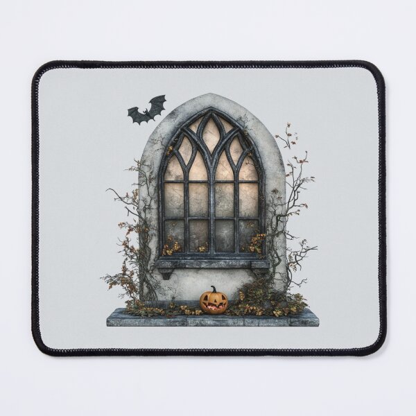 Item preview, Creepy Halloween Gothic window with bat and pumpkin  designed and sold by FatBirdie.