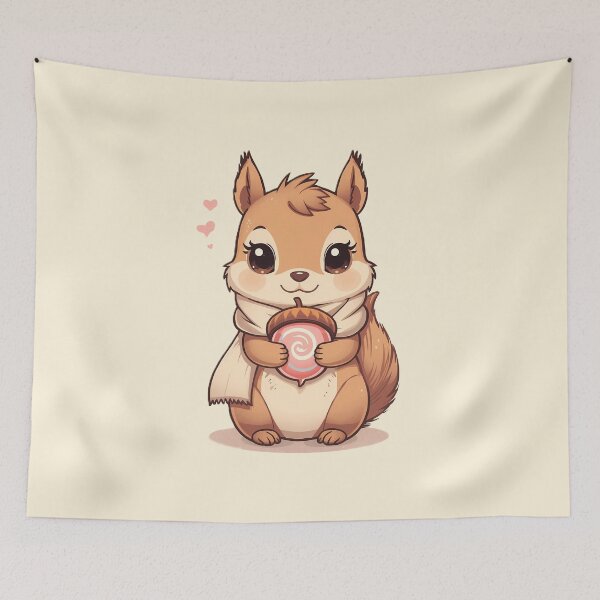 Item preview, Kawaii Autumn Squirrel with Acorn | Cute Pastel Fall Animal Art designed and sold by PawxelArt.