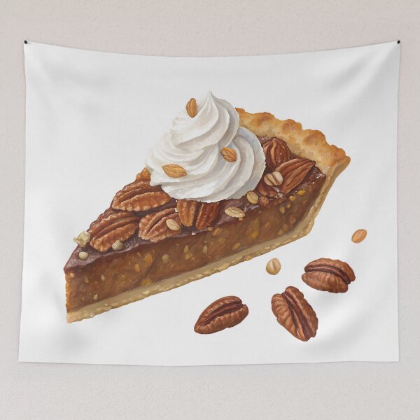 Item preview, Watercolor Pecan Pie Slice – Detailed Dessert Art with Nuts and Whipped Cream designed and sold by VividOrganica.
