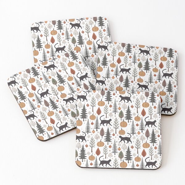 Item preview, Black Cats & Pine Trees | Twilight Nordic Halloween designed and sold by Shuga-Design.