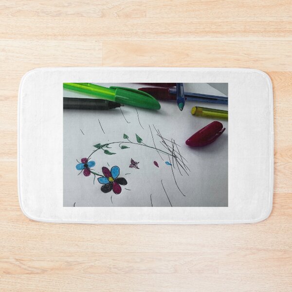 Item preview, Bunte Blume mit Blättern – Zeichnung auf Papier“ : „Colorful Flower with Leaves – Drawing on Paper“ designed and sold by Yaroplanner.