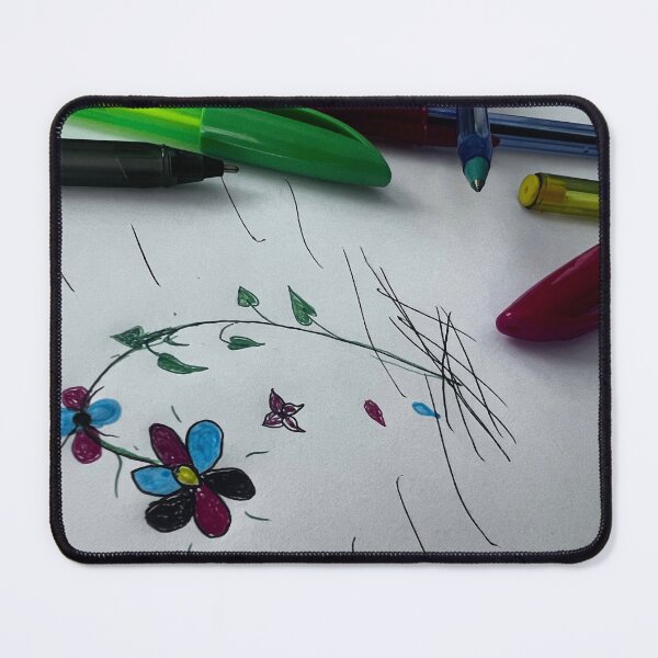 Item preview, Bunte Blume mit Blättern – Zeichnung auf Papier“ : „Colorful Flower with Leaves – Drawing on Paper“ designed and sold by Yaroplanner.