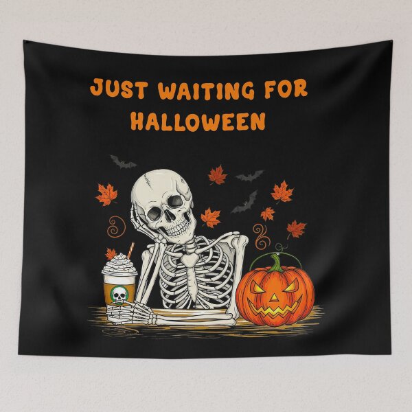 Item preview, Funny Skeleton Waiting for Halloween Pumpkin designed and sold by TeeARTHY.