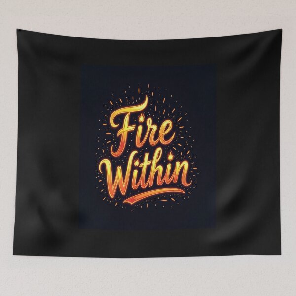 Item preview, Fire Within Brush Lettering Artwork – Glowing Flame Inspirational Wall Art designed and sold by Rudro-Fashion.