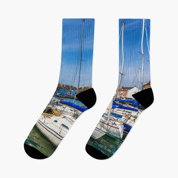 Item preview, Weymouth Yachts and Sailboats Moored in Vibrant Harbor designed and sold by Paul Thompson Photography.