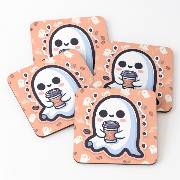 Item preview, Spooky Coffee Vibes: Cute Ghost Holding Coffee Cup – Kawaii Halloween Art designed and sold by Lu7u.