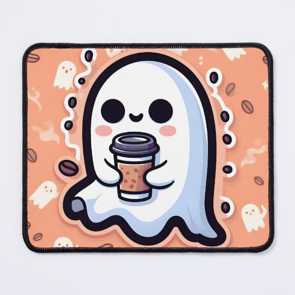 Item preview, Spooky Coffee Vibes: Cute Ghost Holding Coffee Cup – Kawaii Halloween Art designed and sold by Lu7u.