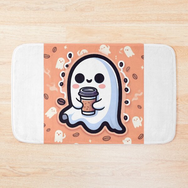 Item preview, Spooky Coffee Vibes: Cute Ghost Holding Coffee Cup – Kawaii Halloween Art designed and sold by Lu7u.