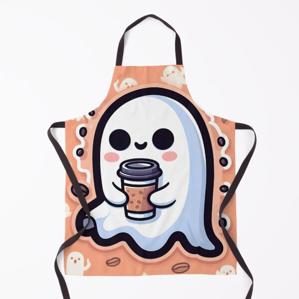Item preview, Spooky Coffee Vibes: Cute Ghost Holding Coffee Cup – Kawaii Halloween Art designed and sold by Lu7u.