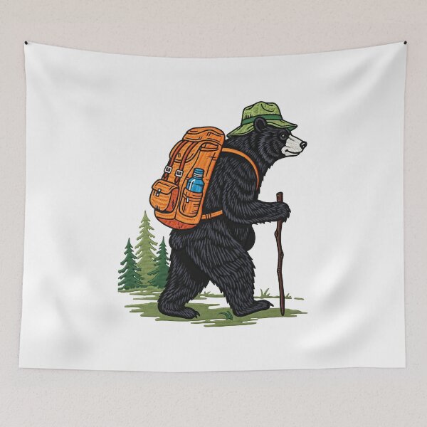 Item preview, Hiking Bear with Backpack designed and sold by TeeARTHY.
