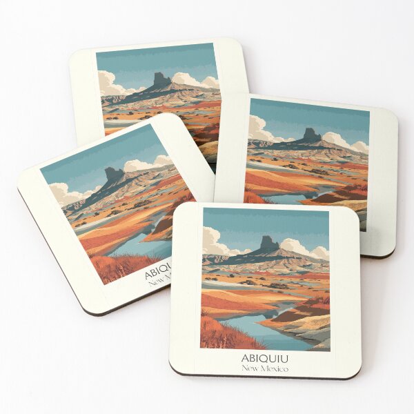 Item preview, Abiquiu New Mexico Travel Poster | Vintage Ghost Ranch & O'Keeffe Country Art designed and sold by TuncGK.