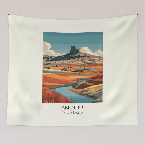 Item preview, Abiquiu New Mexico Travel Poster | Vintage Ghost Ranch & O'Keeffe Country Art designed and sold by TuncGK.