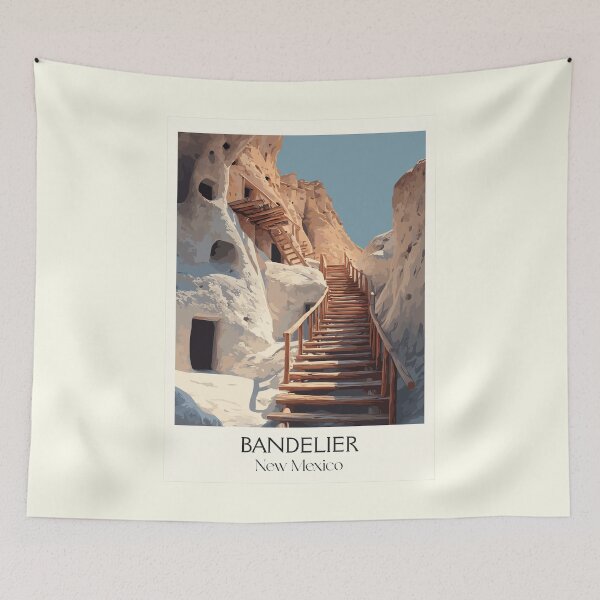 Item preview, Bandelier National Monument Poster | Vintage New Mexico Cliff Dwellings Art designed and sold by TuncGK.