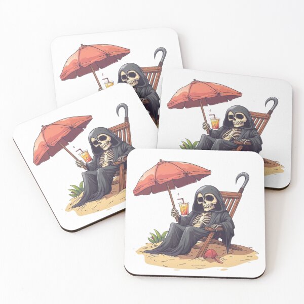 Item preview, Grim Reaper Beach Vibes – Skeleton on Vacation designed and sold by AlexLineArt.