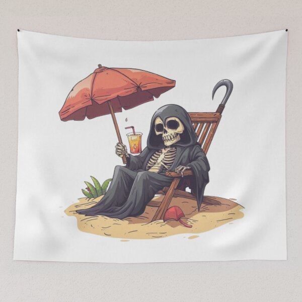 Item preview, Grim Reaper Beach Vibes – Skeleton on Vacation designed and sold by AlexLineArt.