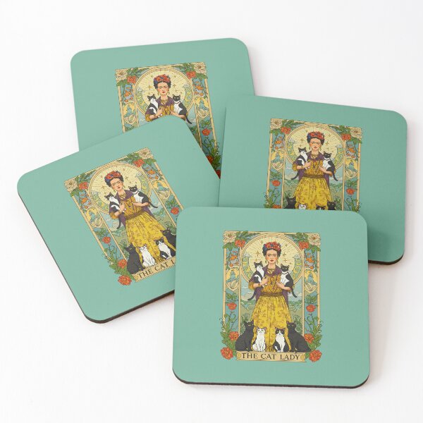 Item preview, Frida Kahlo Inspired Cat Lady art nouveau designed and sold by TeeARTHY.