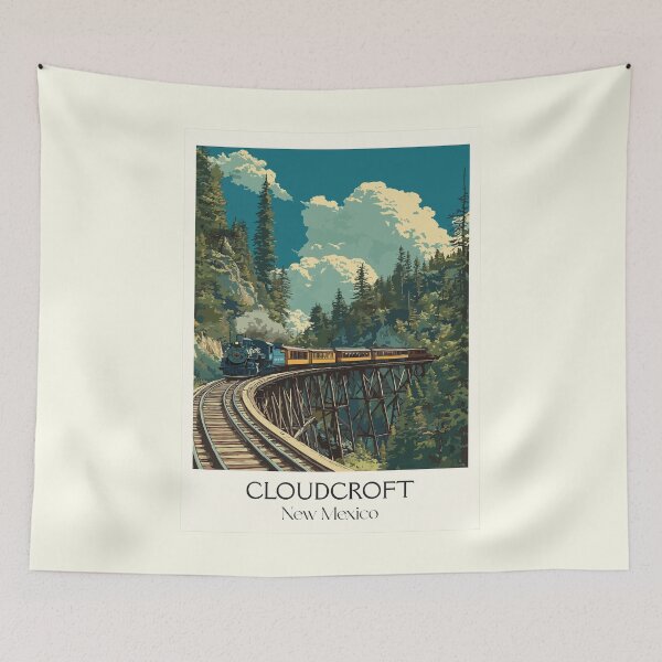Item preview, Cloudcroft New Mexico Travel Poster | Vintage Sacramento Mountains Train Art designed and sold by TuncGK.