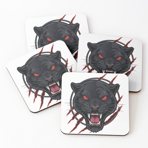 Item preview, Fierce Black Panther Mascot Logo with Red Eyes and Claw Marks designed and sold by Royalsticker.